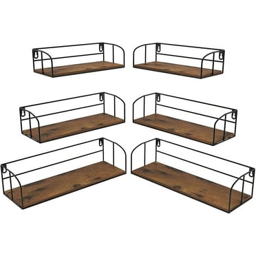 6 Pack Bathroom Shelf Wall Mount, Floating Shelves for Wall Mounted for Bathroom Kitchen Bedroom Living Room,Black