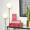 thumbnail image 2 of DecMode Text "Ooh La La" Faux Book Storage Red Faux Leather Decorative Box with Gold Lettering, 3 Count, 2 of 20