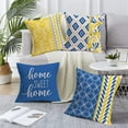 thumbnail image 3 of Modern Throw Pillow Covers Home Sweet Home Decorative Pillow Cover Geometry Pillow Cases Set of 4 Navy Yellow Cushion Cover 16x16 Inch Sofa Outdoor Farmhouse Pillows Cover, 3 of 6