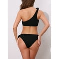 thumbnail image 3 of DARING DIVA Women's Floral One Shoulder Bikini Set X-Small Black, 3 of 6