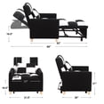 thumbnail image 4 of Convertible Sleeper Sofa Bed, 3-in-1 Multi-Functional Teddy Couch with Pull-Out Bed, 31" Modern Chaise Lounge with Adjustable Backrest and Pillow Foliding Sofa Bed for Living Room, Black+White, 4 of 7