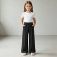 thumbnail image 2 of KPOPLK Girls High Waisted Uniform Pants Kids Wide Leg Dress Pants Casual Trousers with Pockets 3-14 Years Black Size 8-9 Years, 2 of 6