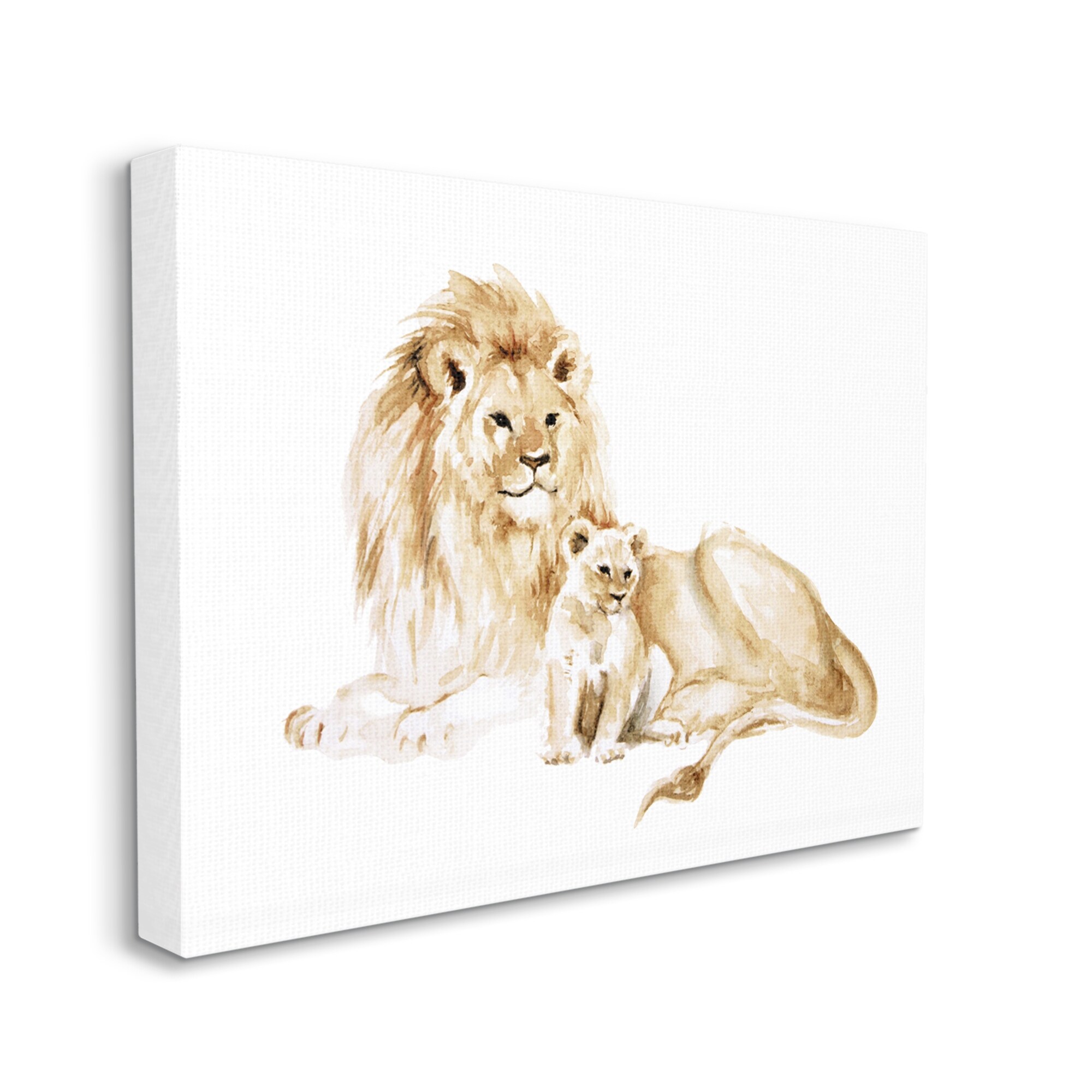 Stupell Industries Lion and Cub Watercolor Painting Nursery Safari Animal, 20 x 16,Design by Fox Hollow Studios