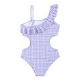 thumbnail image 3 of GYRATEDREAM 5-14T Kids Girls One Piece Swimsuit Ruffle Sling Swimwear Hawaiian Summer Beach Bathing Suits, 3 of 6