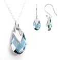 thumbnail image 1 of Juego de aretes y cadena con dije corte Pera ZVEZDA plata mexicana ley .925 Aquamarin, 1 of 4