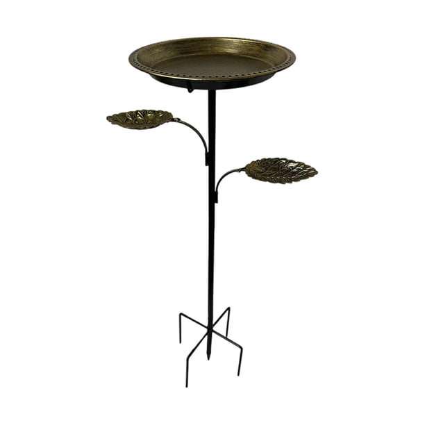 Bebedero para pájaros de jardín, decoración de jardín, artesanía en hierro, comedero decorativo con estaca para pájaros, para patio, jardín, césped