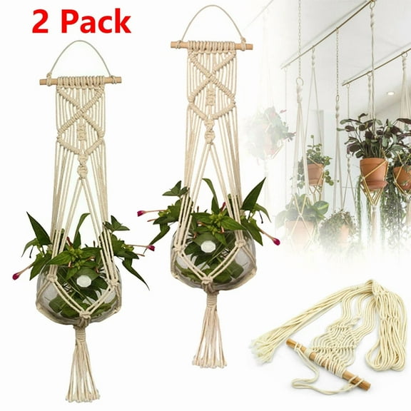 2 Pack Plant Hanger Flower Pot Plant Holder Large 4 Legs Macrame Jute 41 Inch Us