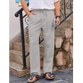 thumbnail image 3 of COOFANDY Men's Linen Drawstring Pants Casual Summer Beach Cotton Linen Pants, 3 of 5