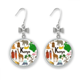 thumbnail image 1 of Kenya Landscap Animals National Flag Bow Earrings Drop Stud Pierced Hook, 1 of 3