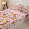 thumbnail image 3 of Homewish Kid Cute Capybara Zipper Twin Comforter Sets with Fitted Sheet and 2 Pillowcases, Bow Princess Fairy Zipper Bedding Set, Pink Reversible, 4-Piece, 3 of 6