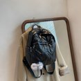 thumbnail image 1 of Bolsa Mochila impermeable con pompón y bolas, mochilas escolares acolchadas para mujer de color sólido (negro) Ehuebsd Para Estrenar, 1 of 9
