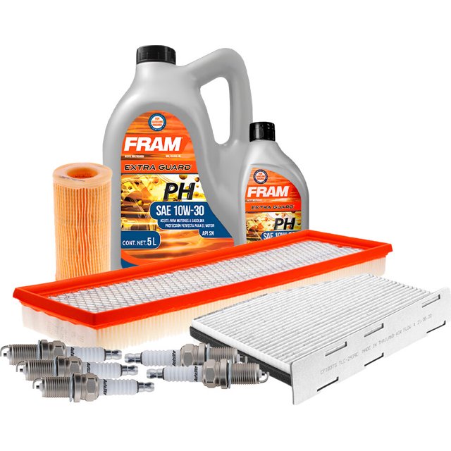 Kit De Afinación Con Aceite 10W30 Mineral, Bujías Cobre, Filtro De Aire, Filtro De Aceite Y Filtro De Cabina 10 Piezas Compatible con Volkswagen Rabbit L5 2.5L DE 2006 A 2009