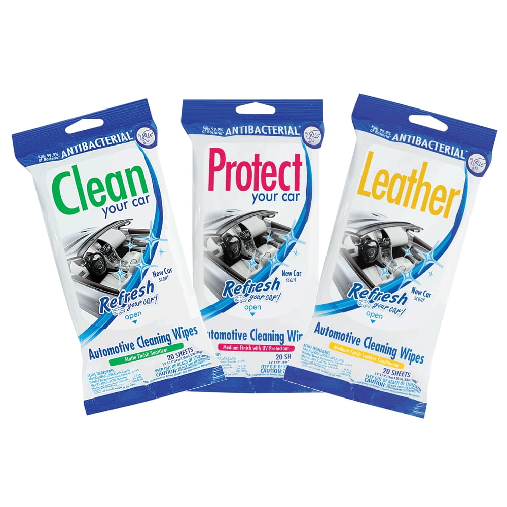 Refresh Your Car Clean, Protect & Leather Wipes in a Resealable Pouch