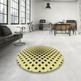 thumbnail image 3 of Ahgly Company Indoor Round Patterned Mustard Yellow Area Rugs, 5' Round, 3 of 6