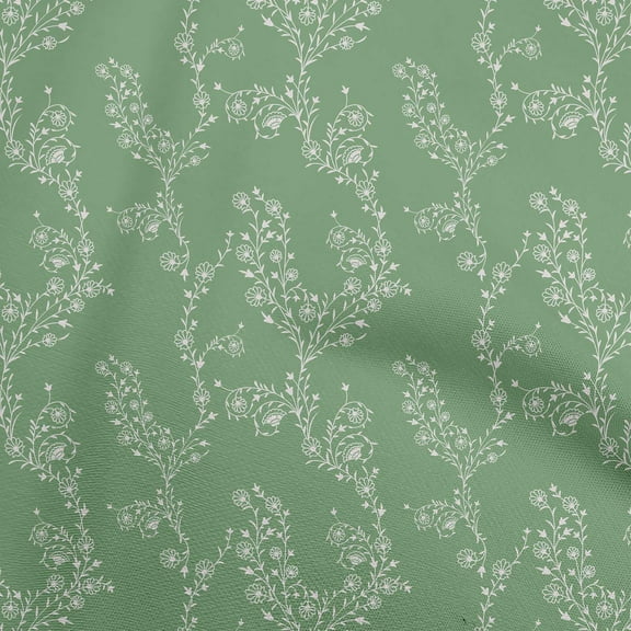oneOone Polyester Spandex Sea Green Fabric Asian Floral Block Sewing Material Print Fabric By The Yard 56 Inch Wide