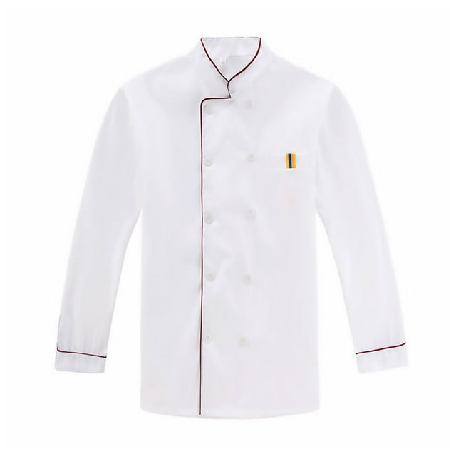 Uniforms Kitchen Cook Anti-splash Work Clothes Chef Clothes for Restaurant Bar Hotel Outdoor Barbecue (Red Embossed Long Sleeve Size M)