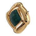 thumbnail image 2 of Estele Brass Metal 24Kt Gold Plated Green Enamel Stud Earrings For Women (Gold), 2 of 4