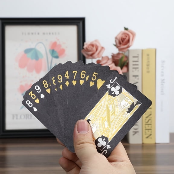 54 Carsd Black Foil Poker Waterproof Plastic Playing Cards Matte Table Games For Gift Collection