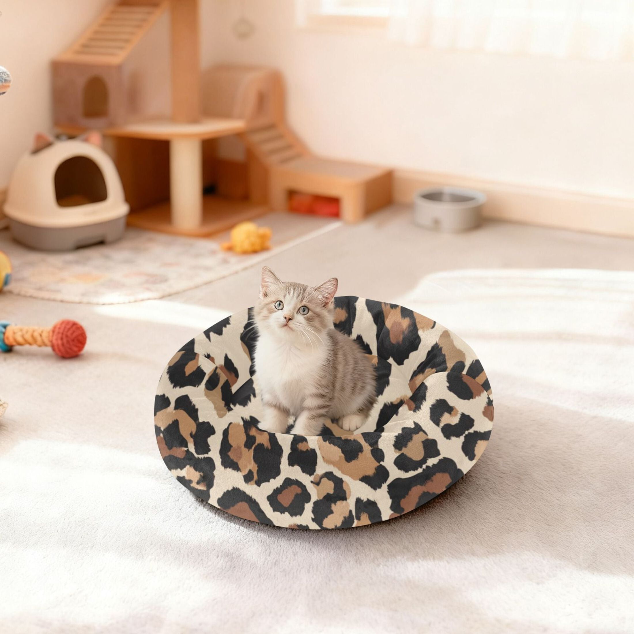 Pet Bed Pet Mat Cozy Removable & Washable Comfort For Cats And Dogs Leopard Print