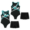 thumbnail image 3 of iiniim Kids Girl Boy Dance Leotard Sleeveless Unitard Biketard Bodysuit with Shorts Gymnastics Jumpsuit Blue Green&Black 8, 3 of 7