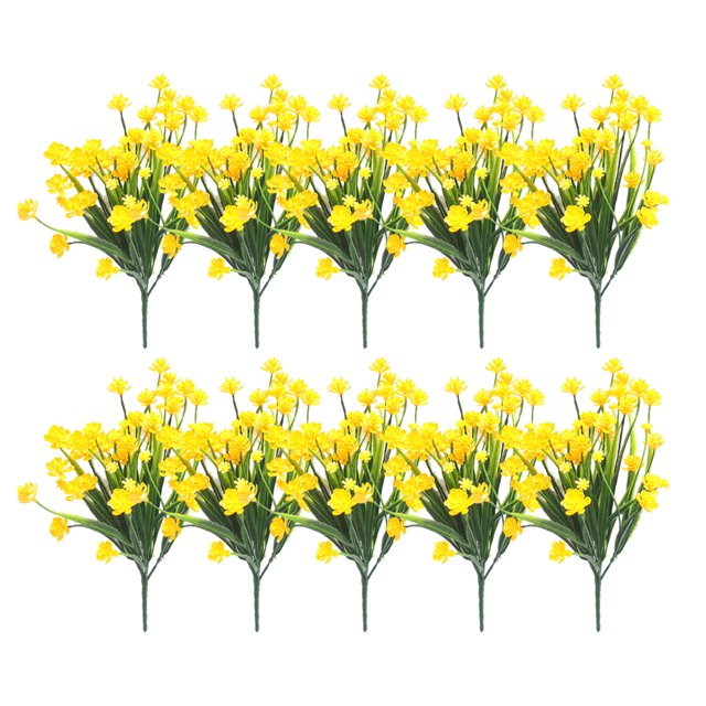 Monstrate 10X flores artificiales plantas de imitación decoración de jardín multicolor DIY Prop Home Gardens Windows calcomanía de vacaciones al aire Decoración Amarillo Monstrate HA084147-01