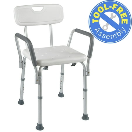 Bath Tub Replacement Shower - Vaunn Medical Tool-free Spa Bathtub Shower Lift Chair, Portable Bath Seat, Adjustable Shower Bench, White Bathtub Lift Chair with Arms
