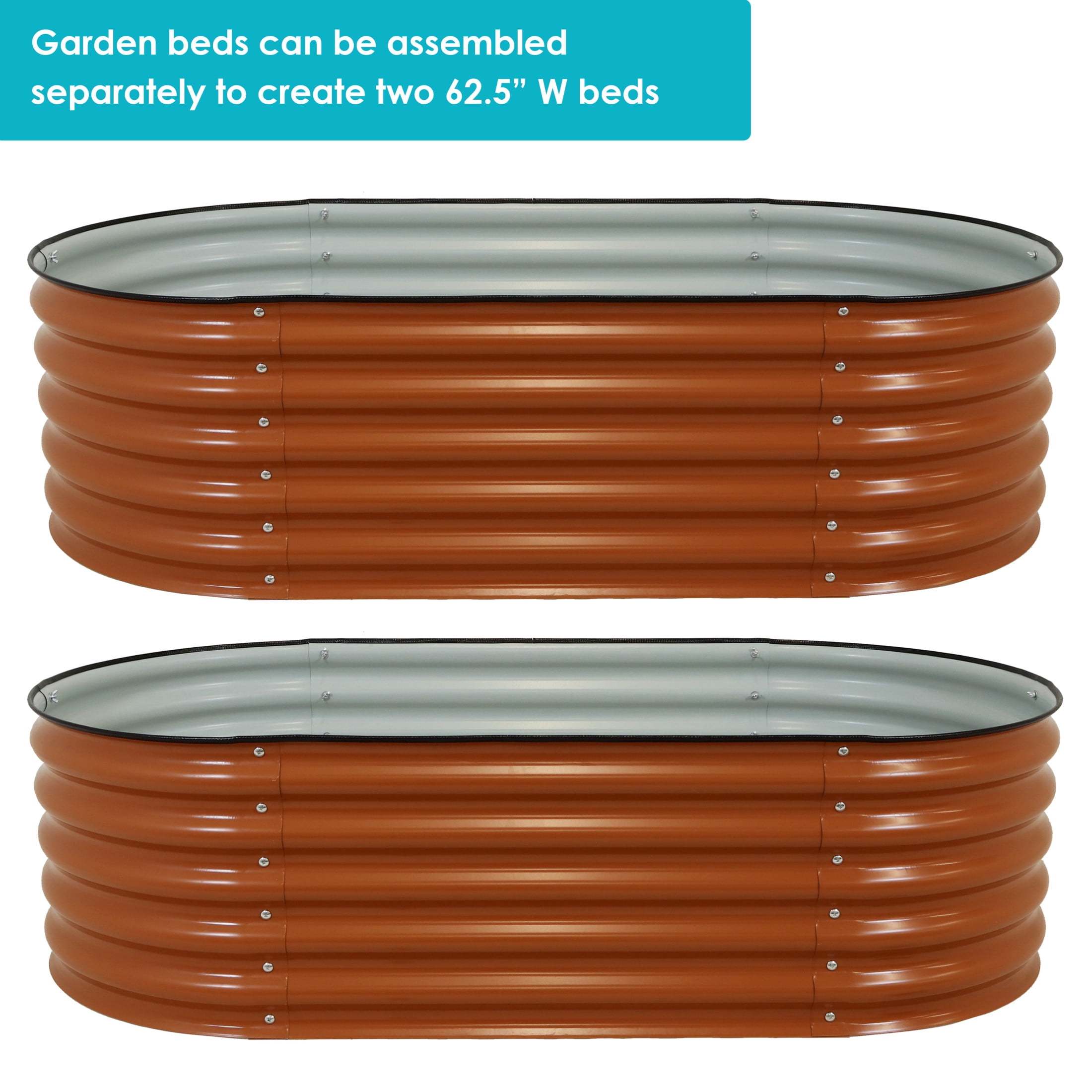 Sunnydaze 62.5" x 32" x 32" Oval Brown Steel Stackable Raised Garden Bed