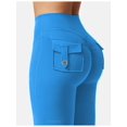thumbnail image 5 of Flare Leggings with Pockets for Women Scrunch Workout Leggings Butt Lifting Gym Yoga Pants Work Pants Emerald Blue M, 5 of 6