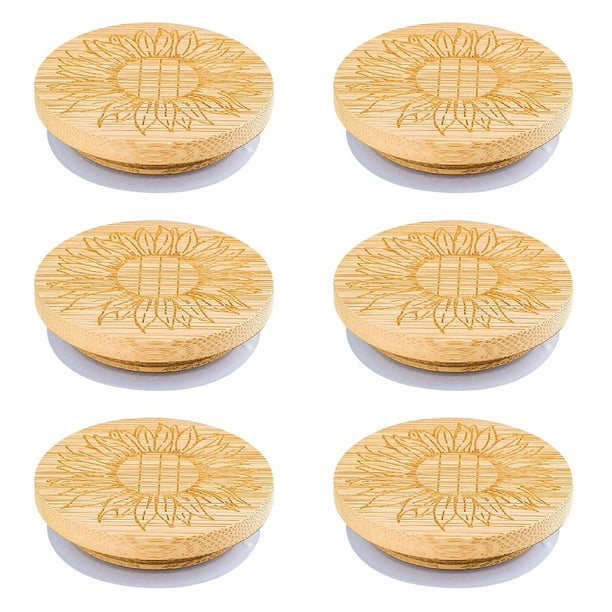 LnjYIGJ Bamboo Wood Sunflower Lid Seal Jar Lid Use Glass Storage Jar