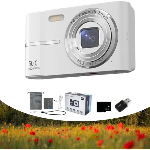 Digicam - Cámara digital retro, cámara digital de formato medio, cámara digital retro, cámara digital para niños 1080p Fhd con tarjeta de 32 gb, cámara digital 1080p Fhd cámara digital para niños (bla