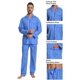 thumbnail image 2 of Apparonia Conjunto de Pijamas para Hombre de Algodón con Cuello con Muesca Pijamas para Hombre de Manga Larga Ropa de Dormir para Hombre con Bolsillos y Frente Fly Estampados Azul Claro XXL, 2 of 7