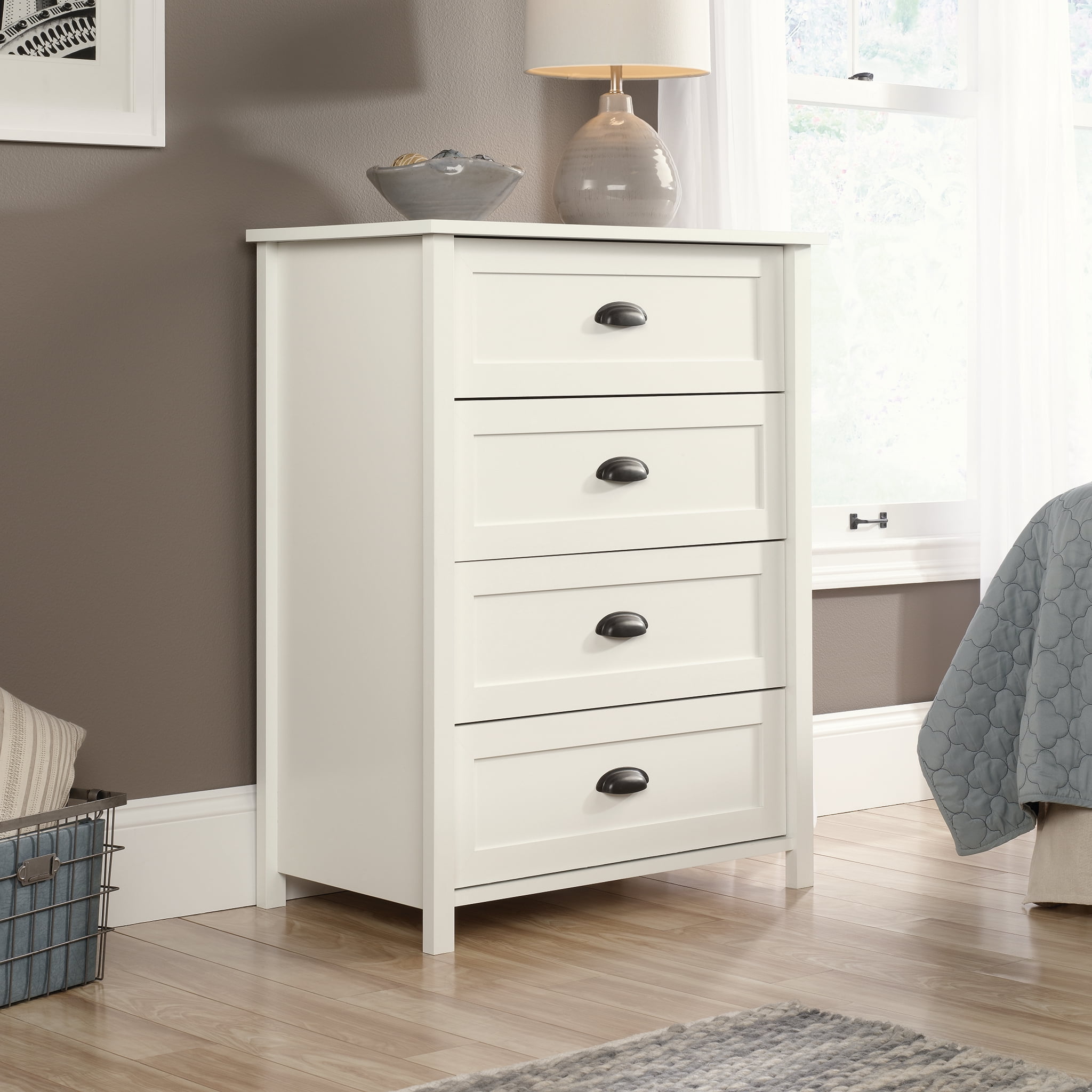 Sauder County Line 4Drawer Dresser Chest, Soft White Finish
