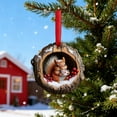 thumbnail image 5 of 1PC Woodland Squirrel Tree Hole Christmas Ornament, Rustic 2D Acrylic Hanging Decor for Tree, Farmhouse Home, and Holiday Party Accents, 5 of 6