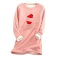 thumbnail image 1 of zanvin Chandail en Molleton de Noël pour Femmes Doublé en Polaire Col Rond, Rose, G, 1 of 2