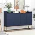 thumbnail image 3 of Euroco 47.2'' Modern Sideboard Storage Buffet Cabinet, Wood Buffet Cabinet with 4 Doors, Adjustable Shelves and Metal Legs for Dining Room,Navy, 3 of 8
