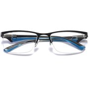 MAGIMODAC Metal Readers Rectangle Half Frame Classic Clear Spring Hinges Reading Glasses for Men Women