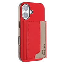 Allytechgroup Case for Apple iPhone 16, 2-in-1 Detachable Card Holder Magnetic RFID Blocking Wallet Shell [Compatible with MagSafe] Stand PU Leather Cover with Credit Card Slots/Cash Slot, Red
