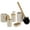 Beige, variant on Modern Black Bathroom Accessories Set with Bamboo Details - 5 pieces