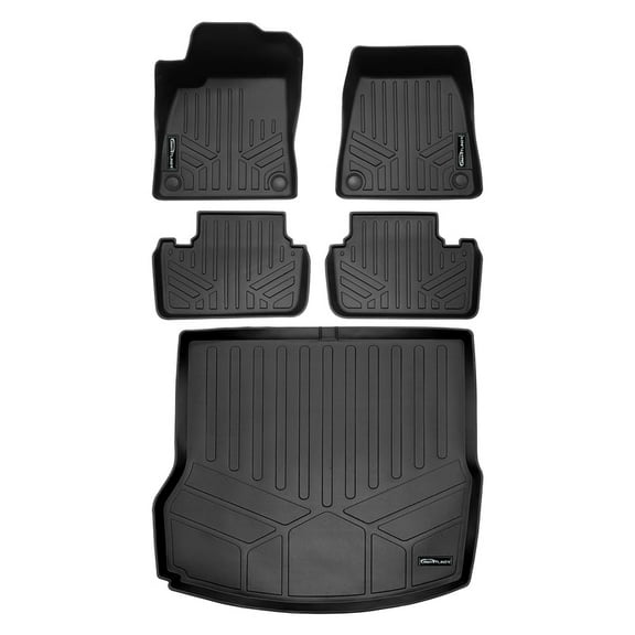 SMARTLINER All Weather Protection Custom Fit Black 2 Row Floor Mats and Cargo Liner Set Compatible With 2022-2024 Polestar 2