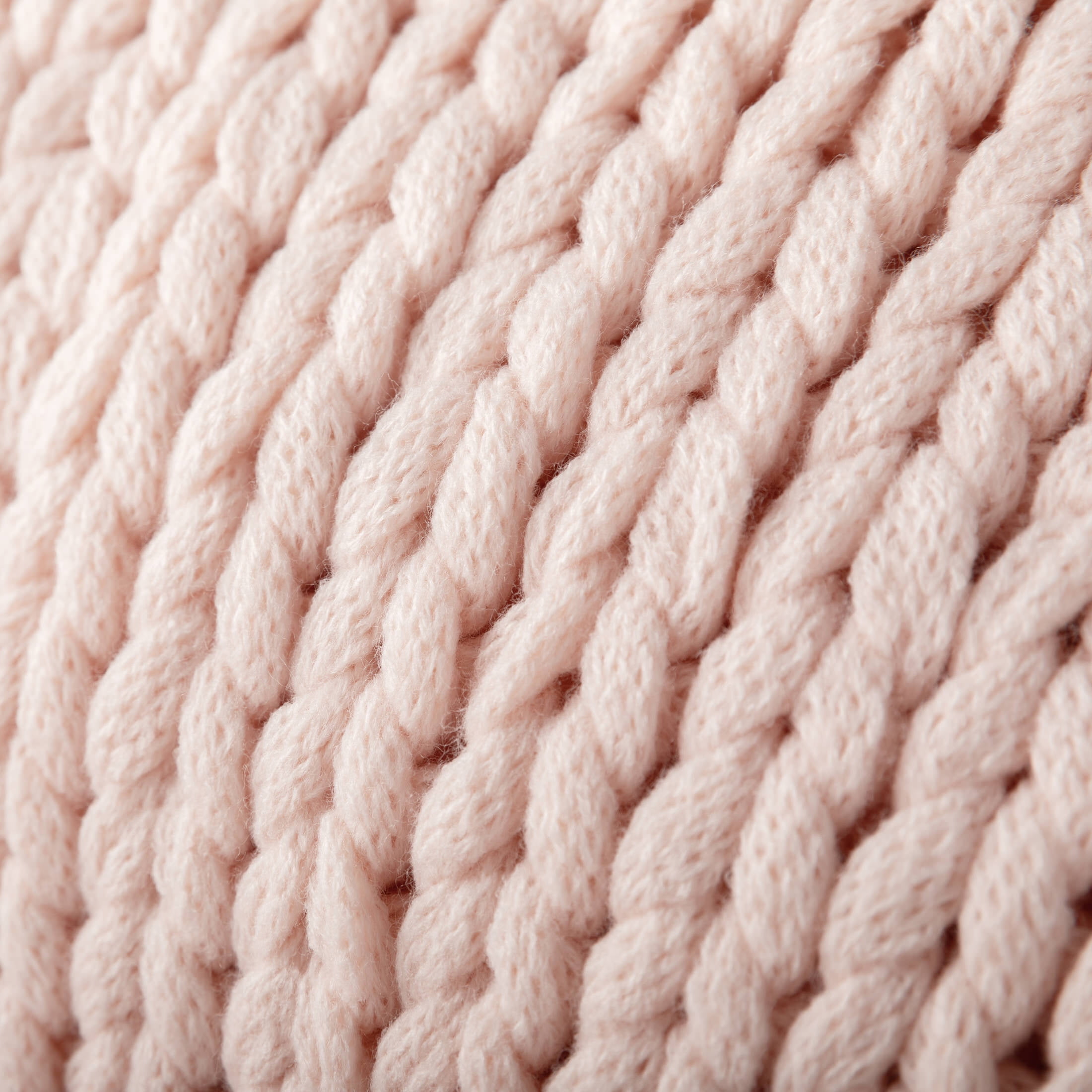 Blush Chunky Knit Throw Blanket, One Size, by Noble Linens