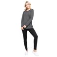 thumbnail image 4 of Women's Long Sleeve Cut-Out Back At leisure Top, HEATHER CHARCOAL, S, 4 of 5