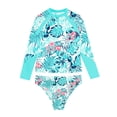 thumbnail image 3 of CHICTRY Floral Rash Guard Sets for Girls Upf 50+ Long Sleeve Swim Shirts with Brief Beach Tankini Palm Leaves 10, 3 of 5