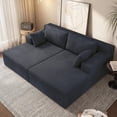 thumbnail image 3 of 71'' Oversized Double Chaise Lounges Indoor, Cloud Upholstered Boneless Couch Bed, Deep Seat, No Assembly Required, Modern Corduroy Sleeper Loveseat Chair for Living Room Bedroom Reading (Dark Grey), 3 of 8