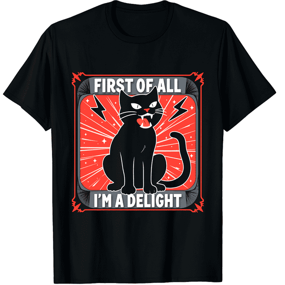 First Of All I'm A Delight Grumpy Black Cat Lightning Unisex T-Shirt