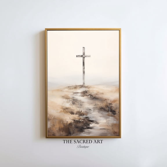 Abstract Jesus Cross Art Minimalist Christian Print, Unframed Paper Poster 8x10in
