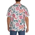 thumbnail image 3 of Lsque Flower Leaves print Men's Cuban Collar Short Sleeve Shirt Summer Beachwear Casual Button Down Fashionable Vacation Leisure Shirt-Large, 3 of 7