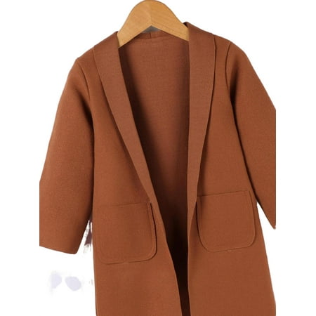 

Casual Plain Shawl Collar Regular Long Sleeve Coffee Brown Toddler Girls Overcoats (Girl s)