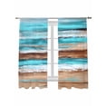 thumbnail image 2 of Sheer Curtains 72 Inches Long, Turquoise Brown Light Filtering Window Curtains for Living Room, Abstract Wood Grain Gradient Stripes Rod Pocket Voile Sheer Curtain Drapes, 52"W x 72"L, 2 Panels, 2 of 8