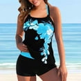 thumbnail image 3 of Ecqkame Tankini Swimsuits for Women Floral Print Bathing Suits Two Pieces Tummy Control Tank Tops with Boyshorts 01-Light Blue M, 3 of 3