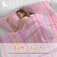 thumbnail image 4 of 3 Piece Pink Orange Blue Stripe Duvet Cover Set Queen Size,Microfiber Comforter/Quilt Cover with Corner Ties and 2 Pillowcases,Modern Abstract Art Striped Farmhouse Soft Bedding with Zipper Closure, 4 of 8